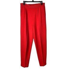 St John Santana Knit Pants Pull On Straight Leg High Rise Classic Red Size 4